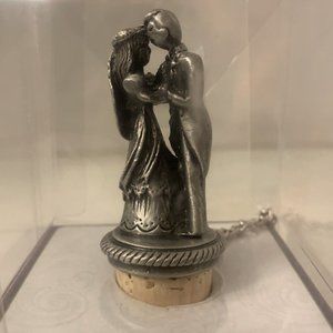 Pewter Wine Bottle Stopper Cork Wedding Bride and Groom NWOT